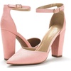 image:imageDREAM PAIRS Womens Coco High Heels Chunky Pumps  Pointed Closed Toe Ankle Strap Block Pumps Wedding Dress Shoes for WomenPinkSuede