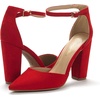 image:imageDREAM PAIRS Womens Coco High Heels Chunky Pumps  Pointed Closed Toe Ankle Strap Block Pumps Wedding Dress Shoes for WomenRedSuede