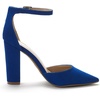 image:imageDREAM PAIRS Womens Coco High Heels Chunky Pumps  Pointed Closed Toe Ankle Strap Block Pumps Wedding Dress Shoes for WomenRoyalBlue