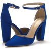 image:imageDREAM PAIRS Womens Coco High Heels Chunky Pumps  Pointed Closed Toe Ankle Strap Block Pumps Wedding Dress Shoes for WomenRoyalBlue
