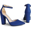 image:imageDREAM PAIRS Womens Coco High Heels Chunky Pumps  Pointed Closed Toe Ankle Strap Block Pumps Wedding Dress Shoes for WomenRoyalBlue