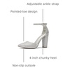 image:imageDREAM PAIRS Womens Coco High Heels Chunky Pumps  Pointed Closed Toe Ankle Strap Block Pumps Wedding Dress Shoes for WomenSilverGlitter