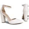image:imageDREAM PAIRS Womens Coco High Heels Chunky Pumps  Pointed Closed Toe Ankle Strap Block Pumps Wedding Dress Shoes for WomenWhitePu