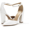 image:imageDREAM PAIRS Womens Coco High Heels Chunky Pumps  Pointed Closed Toe Ankle Strap Block Pumps Wedding Dress Shoes for WomenWhitePu