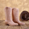 image:imageDREAM PAIRS Womens Cowboy Cowgirl Western Boots  Mid Calf Classic comfort pointed Toe boots for women low chunky heel for country music festivals theme partyPink