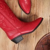 image:imageDREAM PAIRS Womens Cowboy Cowgirl Western Boots  Mid Calf Classic comfort pointed Toe boots for women low chunky heel for country music festivals theme partyRed