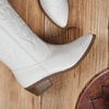 image:imageDREAM PAIRS Womens Cowboy Cowgirl Western Boots  Mid Calf Classic comfort pointed Toe boots for women low chunky heel for country music festivals theme partyWhite