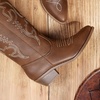 image:imageDREAM PAIRS Womens Cowboy Cowgirl Western Boots  Mid Calf Classic comfort pointed Toe boots for women low chunky heel for country music festivals theme partyBrownpu