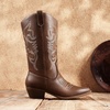 image:imageDREAM PAIRS Womens Cowboy Cowgirl Western Boots  Mid Calf Classic comfort pointed Toe boots for women low chunky heel for country music festivals theme partyBrownpu