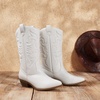 image:imageDREAM PAIRS Womens Cowboy Cowgirl Western Boots  Mid Calf Classic comfort pointed Toe boots for women low chunky heel for country music festivals theme partyWhite