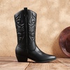 image:imageDREAM PAIRS Womens Cowboy Cowgirl Western Boots  Mid Calf Classic comfort pointed Toe boots for women low chunky heel for country music festivals theme partyBlack