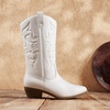 image:imageDREAM PAIRS Womens Cowboy Cowgirl Western Boots  Mid Calf Classic comfort pointed Toe boots for women low chunky heel for country music festivals theme partyWhite