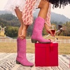 image:imageDREAM PAIRS Womens Cowboy Cowgirl Western Boots  Mid Calf Classic comfort pointed Toe boots for women low chunky heel for country music festivals theme partyHot Pink