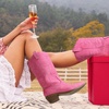 image:imageDREAM PAIRS Womens Cowboy Cowgirl Western Boots  Mid Calf Classic comfort pointed Toe boots for women low chunky heel for country music festivals theme partyHot Pink