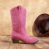 image:imageDREAM PAIRS Womens Cowboy Cowgirl Western Boots  Mid Calf Classic comfort pointed Toe boots for women low chunky heel for country music festivals theme partyHot Pink