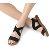 image:imageDREAM PAIRS Womens Elastic Ankle Strap Flat Sandals  Womens Comfortable Open Toe Elastic Crossbelt Slipon Flat Summer Sandals Casual WearBlack