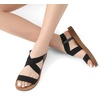 image:imageDREAM PAIRS Womens Elastic Ankle Strap Flat Sandals  Womens Comfortable Open Toe Elastic Crossbelt Slipon Flat Summer Sandals Casual WearBlack1