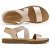 image:imageDREAM PAIRS Womens Elastic Ankle Strap Flat Sandals  Womens Comfortable Open Toe Elastic Crossbelt Slipon Flat Summer Sandals Casual WearGold