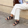 image:imageDREAM PAIRS Womens Elastic Ankle Strap Flat Sandals  Womens Comfortable Open Toe Elastic Crossbelt Slipon Flat Summer Sandals Casual WearNavy