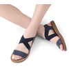 image:imageDREAM PAIRS Womens Elastic Ankle Strap Flat Sandals  Womens Comfortable Open Toe Elastic Crossbelt Slipon Flat Summer Sandals Casual WearNavy