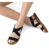 image:imageDREAM PAIRS Womens Elastic Ankle Strap Flat Sandals  Womens Comfortable Open Toe Elastic Crossbelt Slipon Flat Summer Sandals Casual WearNavy1