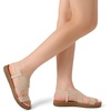 image:imageDREAM PAIRS Womens Elastic Ankle Strap Flat Sandals  Womens Comfortable Open Toe Elastic Crossbelt Slipon Flat Summer Sandals Casual WearNude