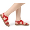 image:imageDREAM PAIRS Womens Elastic Ankle Strap Flat Sandals  Womens Comfortable Open Toe Elastic Crossbelt Slipon Flat Summer Sandals Casual WearRed