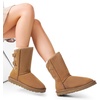 image:imageDREAM PAIRS Womens Mid Calf Winter Snow Boots  Warmth Faux Fur Lining Dual Adjustable Buckle Straps EVA Rubber Treaded OutsoleChesnut