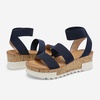 image:imageDREAM PAIRS Womens Open Toe Elastic Platform Wedge Sandals  Lightweight flatform sandals with a cushioned footbed for walking vacations shopping and allday comfortNavy