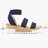 image:imageDREAM PAIRS Womens Open Toe Elastic Platform Wedge Sandals  Lightweight flatform sandals with a cushioned footbed for walking vacations shopping and allday comfortNavy