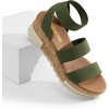 image:imageDREAM PAIRS Womens Open Toe Elastic Platform Wedge Sandals  Lightweight flatform sandals with a cushioned footbed for walking vacations shopping and allday comfortArmy Green