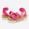 image:imageDREAM PAIRS Womens Open Toe Elastic Platform Wedge Sandals  Lightweight flatform sandals with a cushioned footbed for walking vacations shopping and allday comfortNeonPink