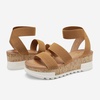 image:imageDREAM PAIRS Womens Open Toe Elastic Platform Wedge Sandals  Lightweight flatform sandals with a cushioned footbed for walking vacations shopping and allday comfortCamel