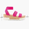 image:imageDREAM PAIRS Womens Open Toe Elastic Platform Wedge Sandals  Lightweight flatform sandals with a cushioned footbed for walking vacations shopping and allday comfortNeonPink
