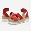 image:imageDREAM PAIRS Womens Open Toe Elastic Platform Wedge Sandals  Lightweight flatform sandals with a cushioned footbed for walking vacations shopping and allday comfortRed