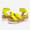 image:imageDREAM PAIRS Womens Open Toe Elastic Platform Wedge Sandals  Lightweight flatform sandals with a cushioned footbed for walking vacations shopping and allday comfortNeonLime