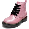 image:imageDREAM PAIRS Girls Combat Ankle Boots Shoes  Glittery upper with cushioned footbed and durable rubber outsole for dress up and winterPinkPu