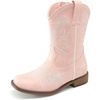 image:imageDREAM PAIRS Girls Cowboy Cowgirl Western Boots  Floral Embroidered Classic Western Cowgirl Boots Square Toe Mid Calf Side Zipper Horsing PartyPink