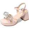 image:imageDREAM PAIRS Girls Sandals Chunky Sandals  Foam insoles nonslip sole adjustable strap square toe shiny bow perfect for weddings parties proms amp daily wearPink