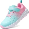 image:imageDREAM PAIRS Girls Shoes Tennis Sneakers  LightweightRunningBreathable Comfortable Non SlipHookandLoopWalking Gym School Daily PlayLight GreenPink