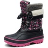 image:imageDREAM PAIRS Unisex Snow Waterproof Winter Boots  Warm Faux Fur Lined Outdoor Secure Grip Anti Slip Outsole Easy Wear Windproof Mid Calf Cozy Comfort for Cold WeatherBlackFuxia
