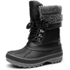 image:imageDREAM PAIRS Unisex Snow Waterproof Winter Boots  Warm Faux Fur Lined Outdoor Secure Grip Anti Slip Outsole Easy Wear Windproof Mid Calf Cozy Comfort for Cold WeatherBlack