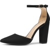 image:imageDREAM PAIRS Womens Coco High Heels Chunky Pumps  Pointed Closed Toe Ankle Strap Block Pumps Wedding Dress Shoes for WomenBlackSuede