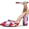 image:imageDREAM PAIRS Womens Coco High Heels Chunky Pumps  Pointed Closed Toe Ankle Strap Block Pumps Wedding Dress Shoes for WomenFloral