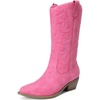 image:imageDREAM PAIRS Womens Cowboy Cowgirl Western Boots  Mid Calf Classic comfort pointed Toe boots for women low chunky heel for country music festivals theme partyHot Pink