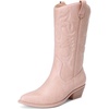 image:imageDREAM PAIRS Womens Cowboy Cowgirl Western Boots  Mid Calf Classic comfort pointed Toe boots for women low chunky heel for country music festivals theme partyPink