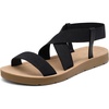 image:imageDREAM PAIRS Womens Elastic Ankle Strap Flat Sandals  Womens Comfortable Open Toe Elastic Crossbelt Slipon Flat Summer Sandals Casual WearBlack1