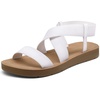 image:imageDREAM PAIRS Womens Elastic Ankle Strap Flat Sandals  Womens Comfortable Open Toe Elastic Crossbelt Slipon Flat Summer Sandals Casual WearWhite1