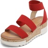 image:imageDREAM PAIRS Womens Open Toe Elastic Platform Wedge Sandals  Lightweight flatform sandals with a cushioned footbed for walking vacations shopping and allday comfortRed