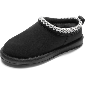 image:imageDREAM PAIRS Girls Boys Slippers Kids House Shoes  Indoor Outdoor Fuzzy Little Big Kid Slipon Faux Suede Slipper for Winter ChristmasAll Black